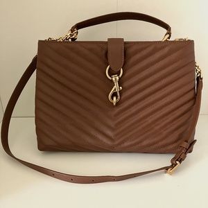 Rebecca Minkoff Edie large top handle in medium brown pebbled leather